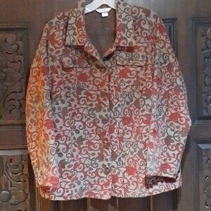 CJ Banks 1X Brown red blazer jacket brocade c j banks fall coat  xl classic